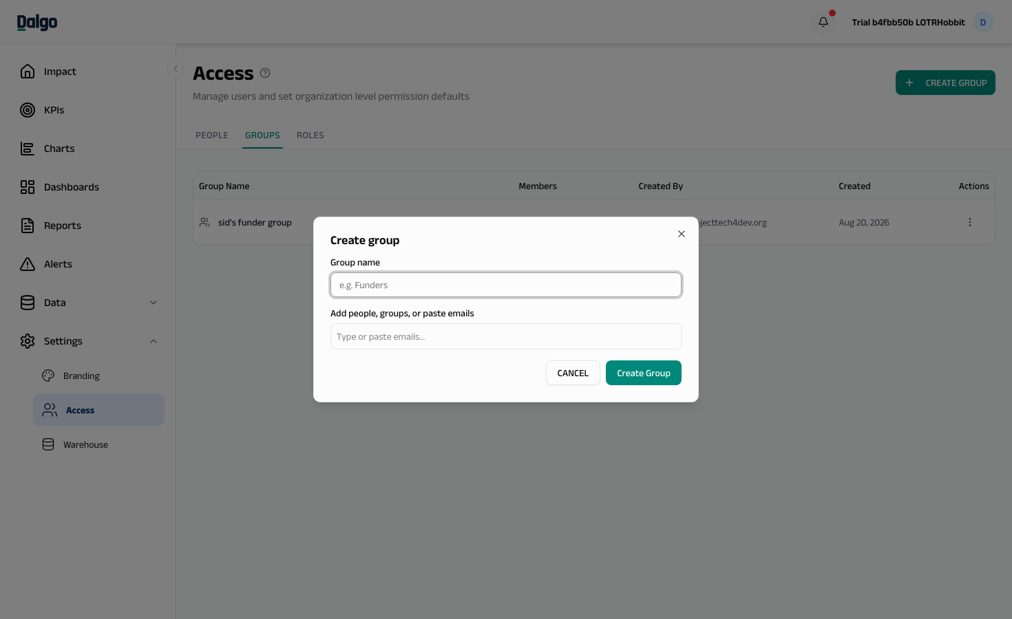 Create Group dialog