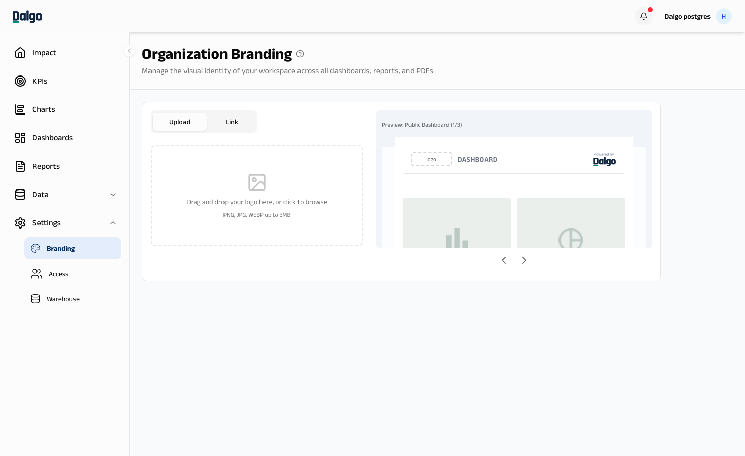 Branding page
