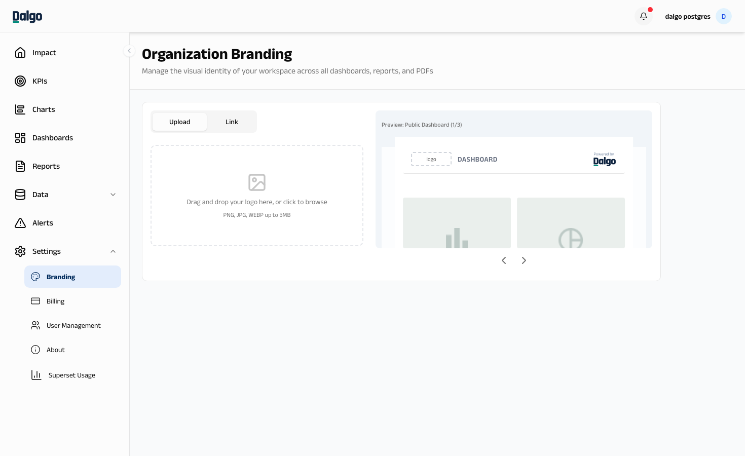 Branding page