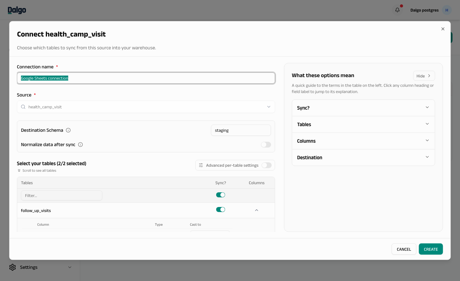 Add connection dialog