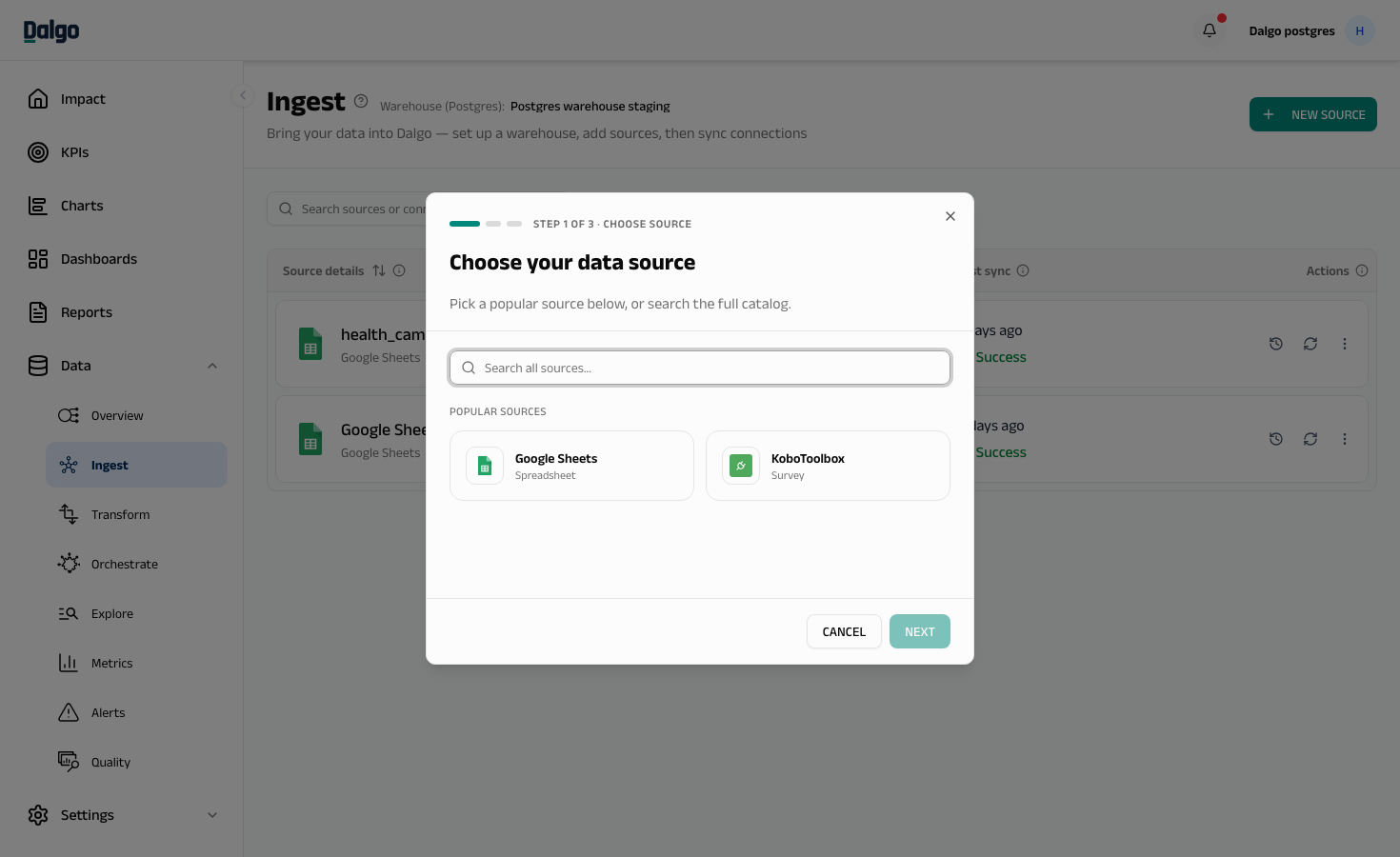 Choosing a data source