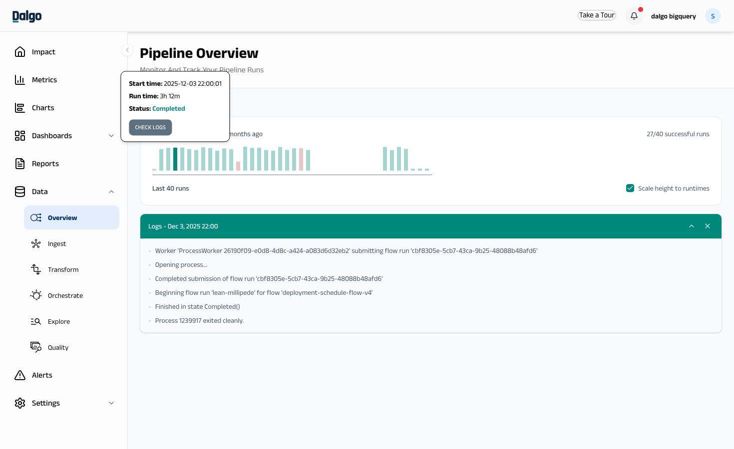 Pipeline logs
