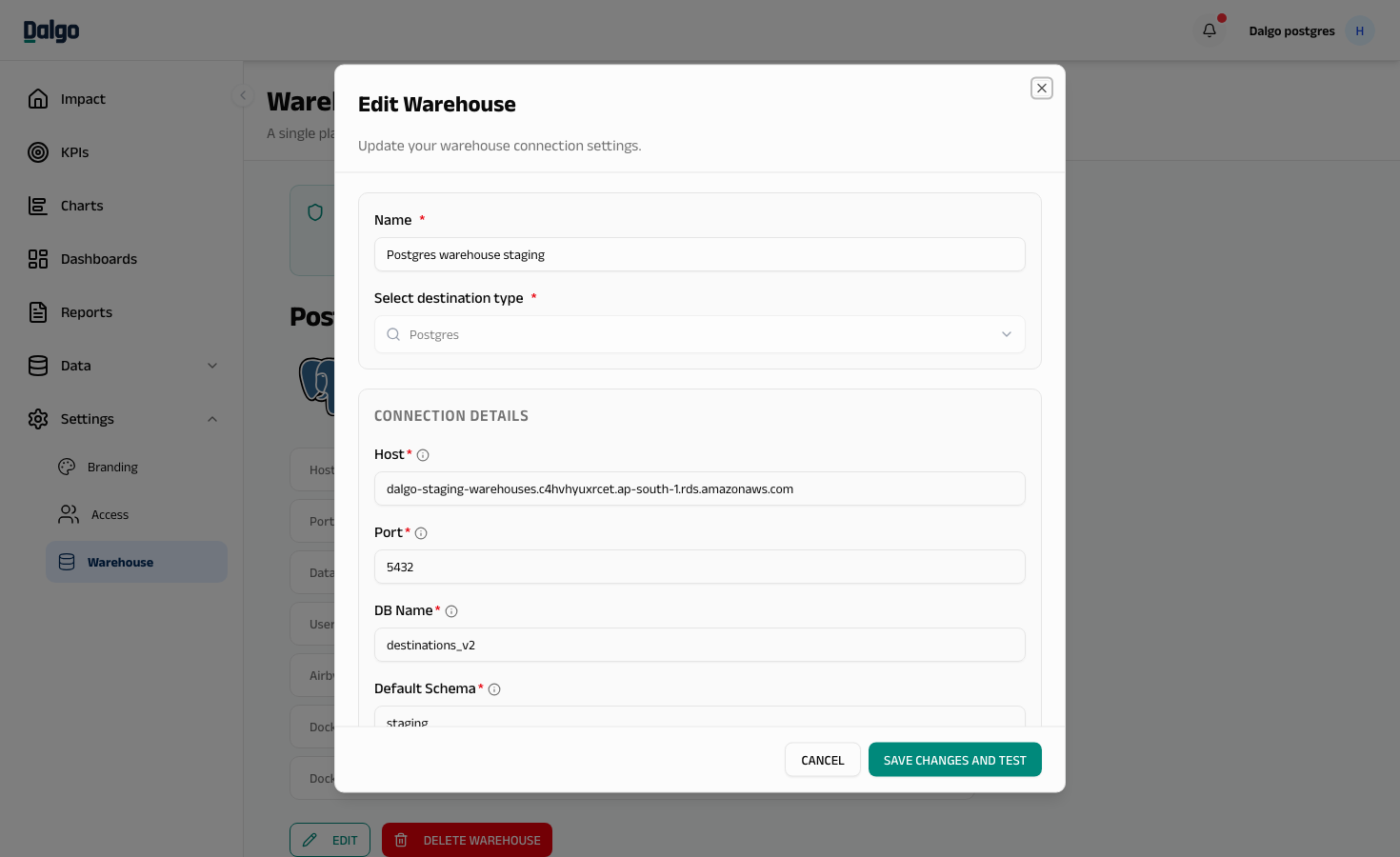 Warehouse edit form